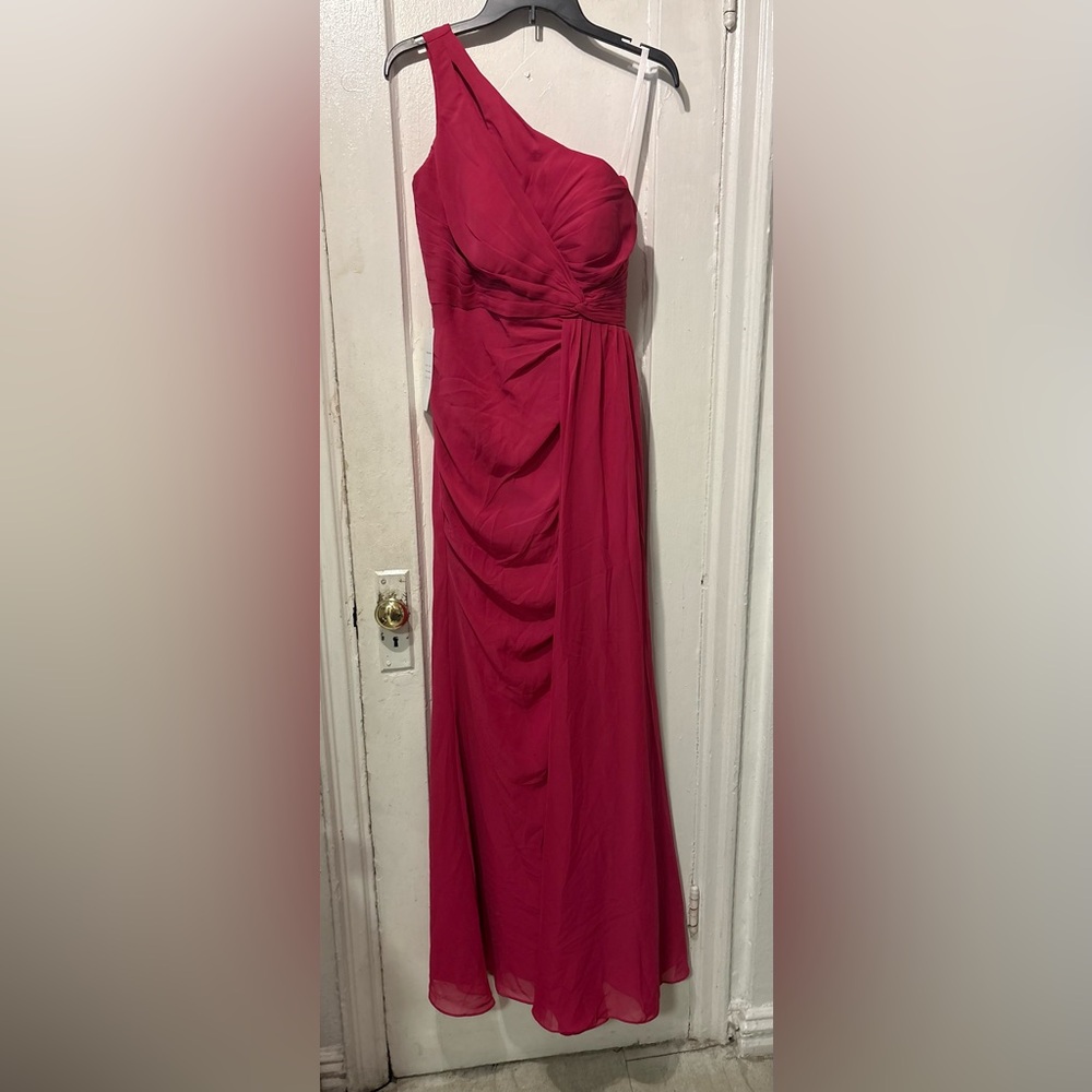 One-Shoulder Fuchsia Maxi Dress